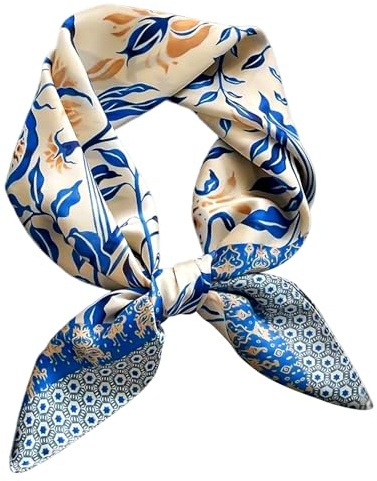 RELKLYU 1 Écharpe Carrée Imprimée, Rétro Et À La Mode, Écharpe Élée Multifonctionnelle, Coiffure À La Mode Pour Femmes, Décoration De Vêtements Doux Et Confortable.