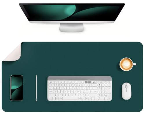 Jumdast Schreibtischunterlage, doppelseitige rutschfeste Schreibunterlage | Multifunktionales Office Mausepad Laptop Tischunterlage Schreibtischunterlage Leder Schreibtischmatte (80x40 cm, Beige Grün)