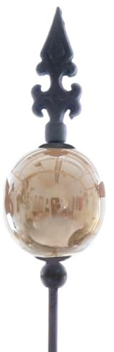 naninoa Metall Stecker französische Lilie. Gartenstecker mit Keramik-Kugel. Gartendeko Gartenverzierung. Hellbraun BEIGE 110 cm.