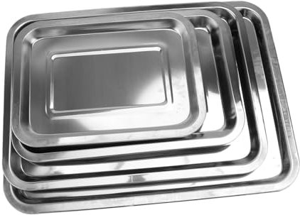 TOPPERFUN 4stücke Edelstahl Servierplatten Multifunktionale Dicke Platten Für Obst Brot Und Desserts Zuhause Feiern Und Restaurants Silber