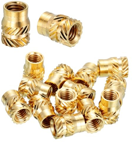 QUARKZMAN 15 Stück Gewindeeinsätze #10-32UNF x 3/8 L x 7,1mm AD | Reine Messing-Rändelmuttern Innengewinde Thermoeinsetzbare Einpresshülsen, Für 3D-Druck Komponenten und Kunststoffmaterialien