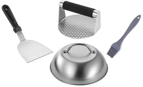 Cabilock Presse Hamburger INOX Ergonomique avec Poignée Confortable Outil de Fabrication de Steak Haché Résistant pour Barbecue et Cadeau Fête des Pères
