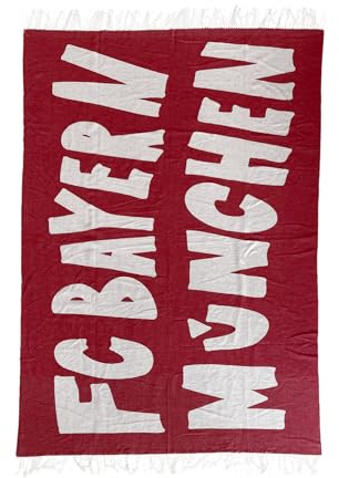 FC Bayern München Sommerdecke Kuscheldecke 135 x 200 cm (Rot/Weiß) I Flauschige Sofadecke mit Schrift I Offiziell lizenziert