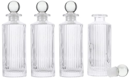 OSALADI Botellas Difusoras de Vidrio 150 Ml Tapón de Bola, Set 8 Piezas, Recipiente para Aceites Esenciales y Aromaterapia, Vidrio Transparente, para Decoración del Hogar y Ambiente