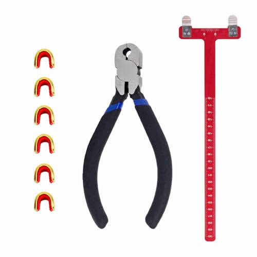 Pongnas Kit d'outils de Réglage de Tir à l'arc avec Règle en T, Pinces et Points d'encoche pour Arcs Recourbés et Composés (Rouge)