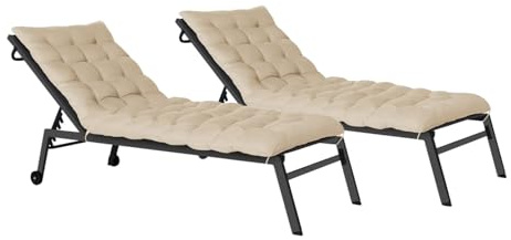 IDMarket - Lot de 2 Coussins universels de transat Adam 180 cm Beige