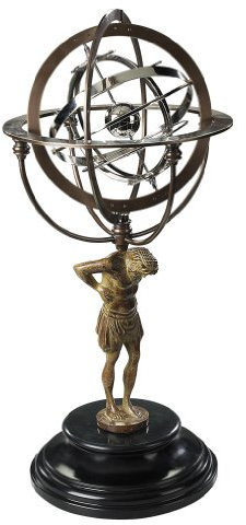 Authentic Models GL051 - Globus 18th C. Atlas Armillary - Bronze Skulptur Atlas - 56 x 25,5 cm