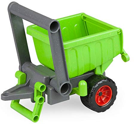 Lena 04214 - EcoActives Anhänger grün, Hänger ca. 20 cm für EcoAktives Traktor, Anhänger aus Kunststoff mit natürlichem Holzgeruch durch Holzanteil, Spielfahrzeuganhänger für Kinder ab 2 Jahre
