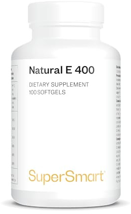 Vitamine E Naturelle - (D-Alpha Tocophérol) - 100 Softgels - SuperSmart | Bonne Santé de la Peau et des Cheveux - Aide à Protéger les Cellules Contre le Stress Oxydatif - Sans Gluten