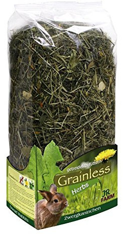 JR Farm Zwergkaninchenfutter | 6X 400 g Grainless Herbs aus Gräsern