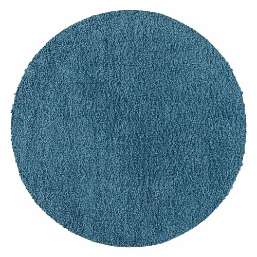 Carpetsale24 Shaggy Hochflor Teppich 200 cm Rund Türkis weich flauschig modern einfarbig Perfekt als zentrales Wohnaccessoire für Wohnzimmer Schlafzimmer Flur