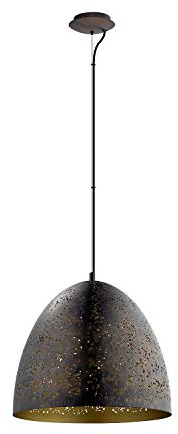 EGLO Pendellampe Safi 1 flammige Vintage Pendelleuchte | im Industrial Design, Retro Hängelampe aus Stahl, Ø: 40,5 cm, Farbe: Braun, gold, Fassung: E27