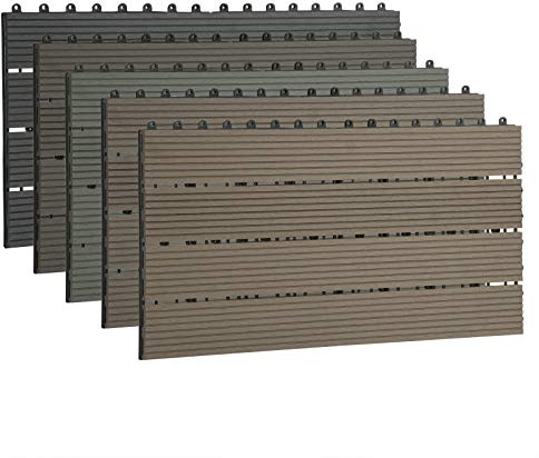 EUGAD Terrassenfliesen, Klickfliesen WPC, Holz-Optik, Bodenbelag mit Klicksystem, 30 x 60 cm, Hellgrau (12 Stück / 2 m²)