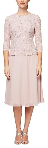 Alex Evenings dam te längd broderad livstycket brudens mor, bröllopsgästklänning, (små och vanliga storlekar) Speciellt tillfälle, Skal rosa, 46