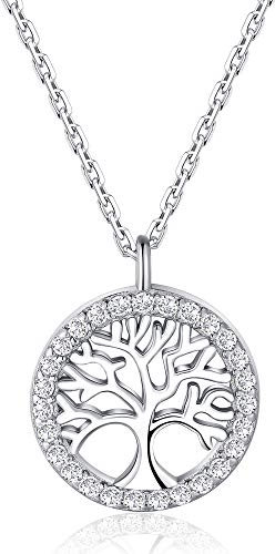 Jrêveinfini Arbre de Vie Collier Femme Argent 925, Personnalisé Porte Bonheur Collier Pendentif Maman Femme Mere Fille, Collier Bijoux Amitié, Idee Cadeau Anniversaire Fete des Meres Femme