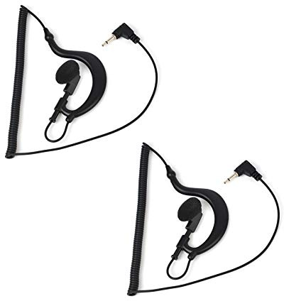 UAYESOK Police Listen Only - Auricular con gancho para la oreja de 3,5 mm, enchufe en forma de G, auriculares de vigilancia para micrófono de radio, altavoz y micrófono de hombro (paquete de 2)