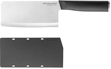 KitchenAid Klassisches Hackmesser mit passgenauer Klingenabdeckung, 15,2 cm, scharfes Küchenmesser, japanische Edelstahlklinge, Fleischbeißer, Schwarz