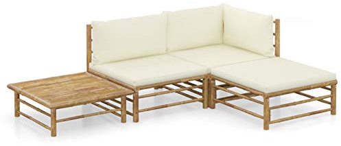 Festnight Gartenlounge Loungemöbel Terrasse Gartenmöbel Set Bambus Garten Lounge Sofa Outdoor Couch Set Sitzgruppe Garten Sofagarnitur Terassenmöbel 4-TLG