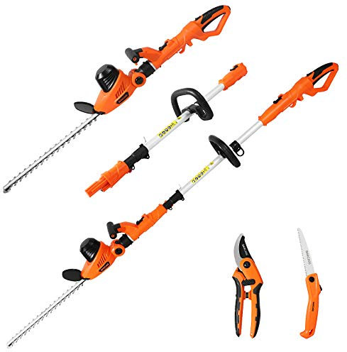 GARCARE Corded Pole Hedge Trimmer - 2 In 1 Extendable Telescopic Hedge Trimmers Long Reach 2.8m, Electric Hedge Cutter Shrub Trimmer (510 mm Cutting Blade, 20 mm Cutting Space, 600W)