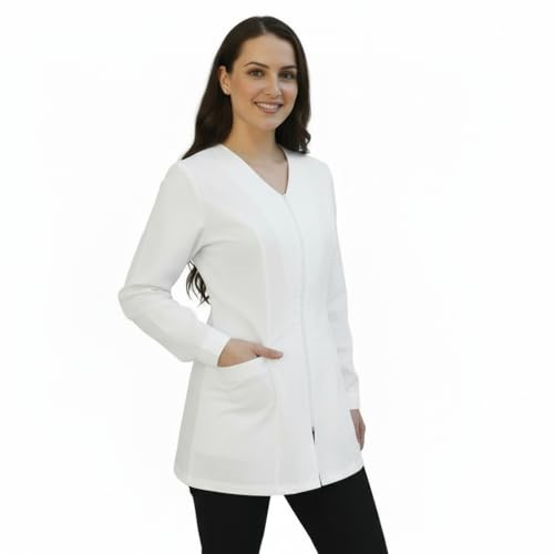 Camice da Lavoro,donna,Casacca con Zip,per Estetista, parrucchiera MAESTRA Asilo,scuola materna