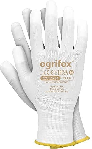 Ogrifox Schutzhandschuhe, Arbeitshandschuhe, Ox.12.734 Polfin, Weiß, 10 Größe, 240 Paar