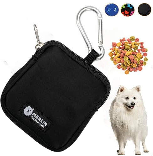 Merlin Pet Products Small Dog Treat Bag, Training Pouch Pocket Size Travel Walking Walk Treats Pouch, Bag For Lead Treats, (Black)