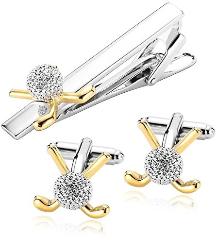 Whoiy Krawattenklammer Gold, Krawattennadel Gravur Edelstahl Golf für Männer Frauen Smokinghemd Kostenlose Gravur mit Geschenkbox
