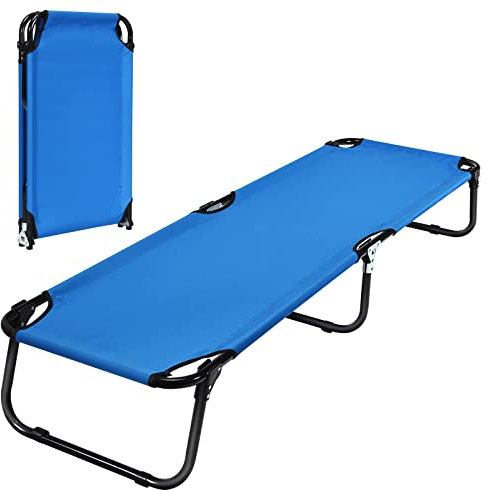 LIFEZEAL Feldbett klappbar, Campingbett aus 600D Oxfordgewebe, Feldbett XXL, Campingliege faltbar tragbar, Ultraleichtes Karpfenliege mit Metallbasis, Einzelbett Erwachsene