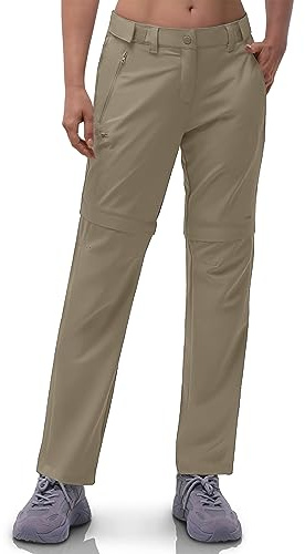 33,000ft Damen Zip Off Wanderhose Abnehmbar Hose Atmungsaktiv Trekkinghose | 4-Wege-Stretch, Schnell Trockend Funktionshose, Sommer Kurze, Leichte Outdoorhose für Freizeit, Fahrrad
