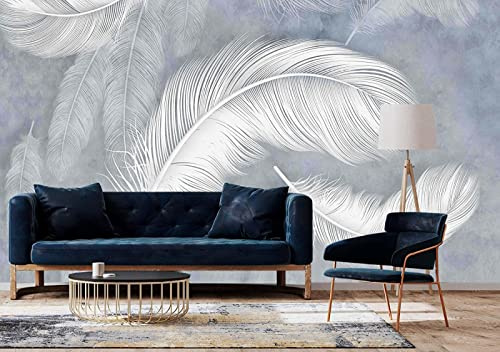 Papel Pintado Pared 3D Papel Tapiz Pluma Blanca Simple Fotomurales 3D Tv Fondo Pared Moderno Dormitorio Murales
