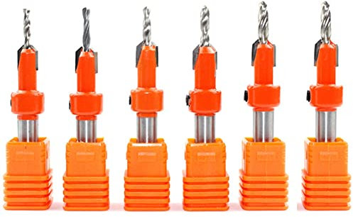 Gsrimgratoe 6PCS Taladro de cabeza avellanada Instalación de madera Paso Taladro Tornillo Paso Taladro Fresa Taladro
