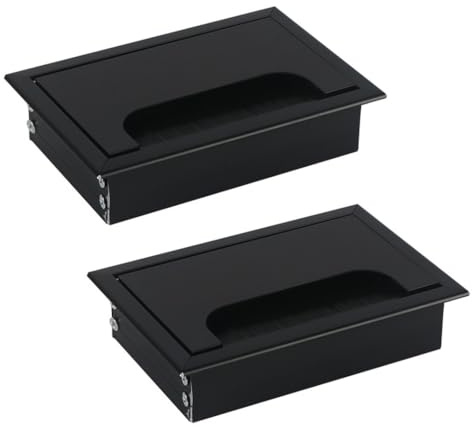 ZESLIV 2 passacavi in lega di alluminio per scrivania, passacavo rettangolare 80 x 120 mm con guarnizione a spazzola in alluminio per tavolo
