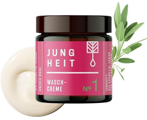 JUNGHEIT antimikrobielle Waschcreme Rose 40ml - Anti-Mitesser Reiniger für klares Hautbild - Pickelentferner - BIO face wash - hautklärender Porenreiniger - Gesichtsreinigung für ebenmäßige Haut