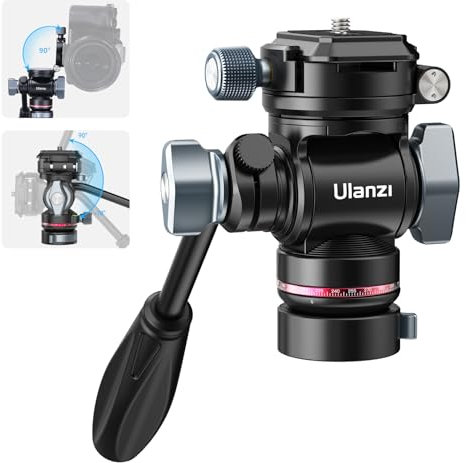 ULANZI U190 Pro Fluid Videokopf mit Nivellierbasis – Arca Swiss Schnellwechselplatte, abnehmbarer Griff, 360° drehbar, schwenkbar, Fluidkopf, Belastung bis zu 4 kg, für Kompaktkameras DSLR