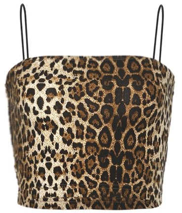 OhMill Crop Top für Damen mit Leopardenmuster – Y2K Leopardenmuster, Cami, Bandana, rückenfrei, zum Ausgehen, leopard, Einheitsgröße