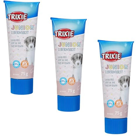 Trixie JUNIOR Leberwurst für Hundewelpen | 3er Pack | 3 x 75 g | Schmackhafter Snack für Junge Hunde | Mit reduziertem Salz- und Gewürzgehalt | Mit Grünlippmuschel