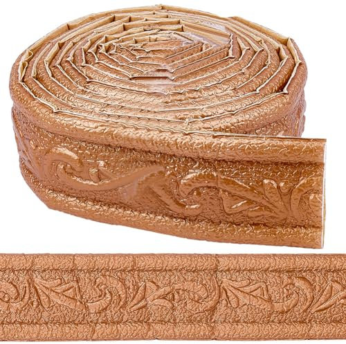 CRASPIRE Moldura de Corona de Espuma Autoadhesiva de 90x1.8 pulgada para Zócalo Moldura de Bronce Papel Tapiz de Espejo Flexible Borde Adhesivo Líneas de Borde de Pared 3D Base de Zócalo para Decoraci
