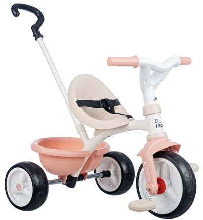 Smoby - Trciciclo Be Move rosa, con asta di spinta, sedile con cintura di sicurezza, telaio in metallo, ruota libera e pedali, per bambini dai 15 mesi in su, 7600740339
