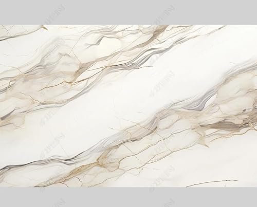MZOwallpaper Papier Peint Intissé Marbrage Blanc Poster Tableaux Muraux Tapisserie Photo Trompe L'Oeil Salon Chambre Art Mural 400Cm(L) X280Cm(H)