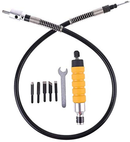 MYUYEE Ciseau à Bois électrique pour Gravure sur Bois, Couteau à Graver avec clé + Manche Flexible pour Les Amateurs de menuiserie et de Sculpture, 8 pièces,