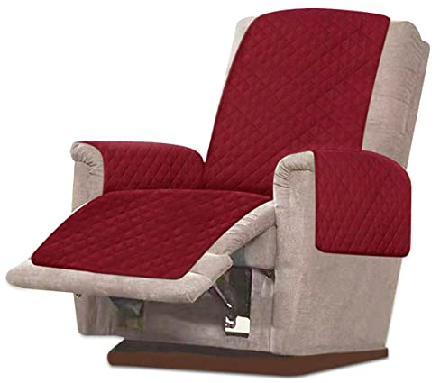 Fyeme Sesselschoner für Relaxsessel Sessel Überzug mit Verstellbarer Elastischer Riemen Wasserdicht rutschfest Sesselschoner mit Armlehne für Sessel Fernsehsessel Loungesessel (Rot)
