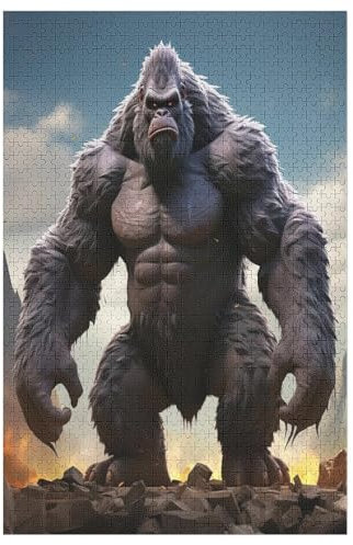 Gorilla Holzpuzzle - 1000 Teiliges Jigsaw Knobelspiel - Puzzle Für Erwachsene & Kinder - Outdoor & Reisespielzeug （78×53cm）