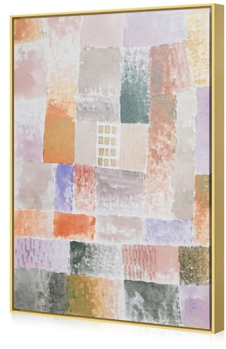 Akfado Floater Frame for 30x40 Canvas Paintings with 0.6-0.8 Deep, DIY Metal Canvas Floater Frames for Abstract Art Prints Family Wedding Portraits,Rustic Farmhouse Room Decor, No Glass & Back (Gold)