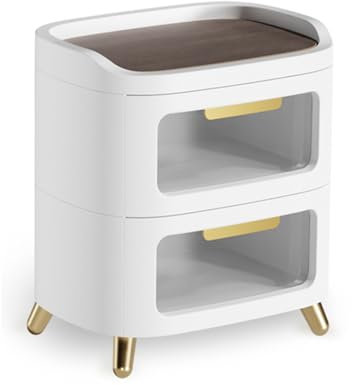 Organizador de almacenamiento de plástico portátil apilable con 2 cajones y puertas transparentes. Gabinete de almacenamiento vertical para despensa, armario, escritorio y cocina. Maximiza el espacio
