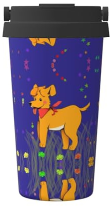 Termo de vacío con diseño de perro de dibujos animados de lengua, taza de café portátil, taza de agua de oficina y fitness