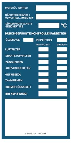 Kundendienst- Inspektionsaufkleber 8x16 cm Inspektionszettel zum Beschriften Werkstatt Zettel (10)