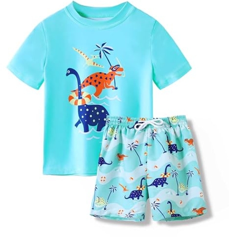 Générique Maillot de Bain garçon 2 pièces Dinosaure été Plage Piscine Short séchage Rapide Natation Surf Loisirs Aquatiques (Blue, 6-7 Years)