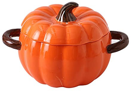 WYBZDA Ceramica Casseruola Zucca Smalto Forno Olandese Con Coperchio Cocotte for Cottura Al Forno Griglia, Piano Cottura, Stufare, Casseruola(Arancia)
