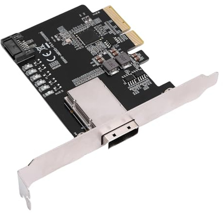 Cuifati PCIe X4 Bis SAS SAS -Array -Karte, 5Gbit / S Hochgeschwindigkeitstransfer SSD -Disk -Expansions -Adapter -Karte für Desktop-, 5 Speichermodi, Unterstützt PCIe X4-, X8- und X16