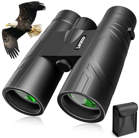 Leacco 10x25 Compact Binoculars for Adults and Kids Large View Waterproof Small Binoculars with Low Light Vision BAK4 Prism FMC Lens for Cruise Ship Bird Watching Travel Hunting, Black